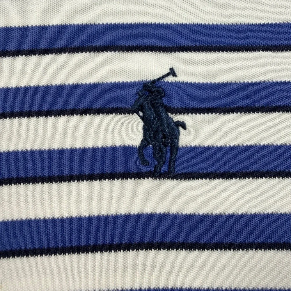 Polo Ralph Lauren Classic Fit Blue White Stripe Polo Shirt Mens XL 100% Cotton‎